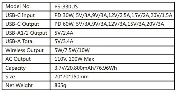 Power System Electronic Technology PS-330US Portable Multifunctional Power Bank fig1
