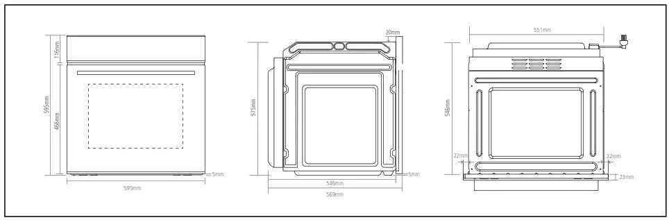 caple C2231 Classic Single Oven - OVEN DIMENSIONS