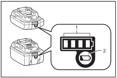 makita XUX02 Cordless Multi Function Power Head - Indicating the remaining battery