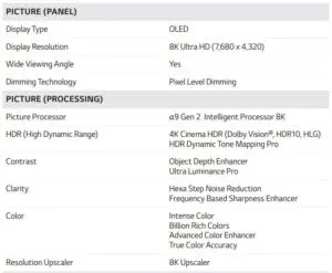 FIG 13 SPECIFICATIONS
