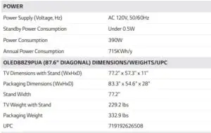 FIG 17 SPECIFICATIONS