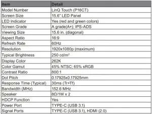 FIG 17 Specifications