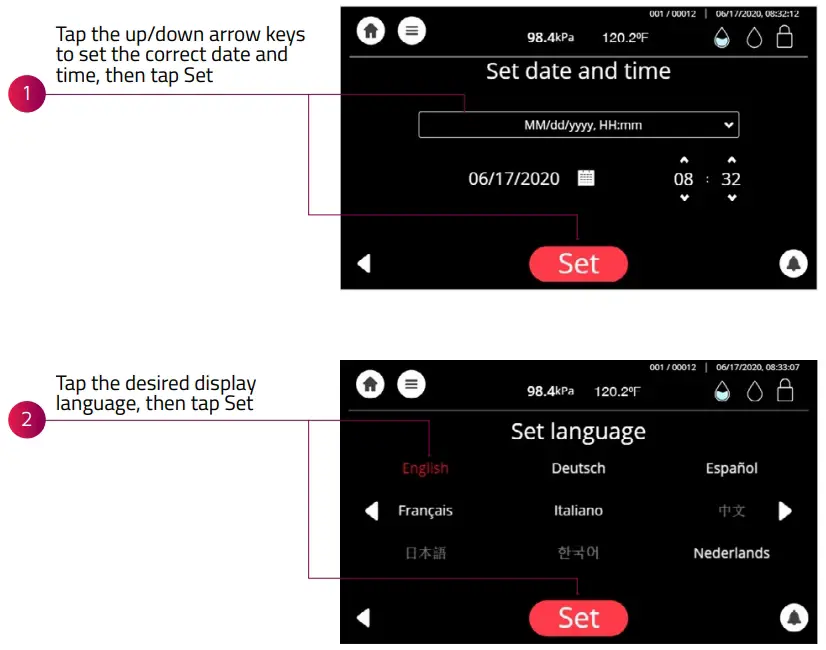 DATE AND LANGUAGE SETUP