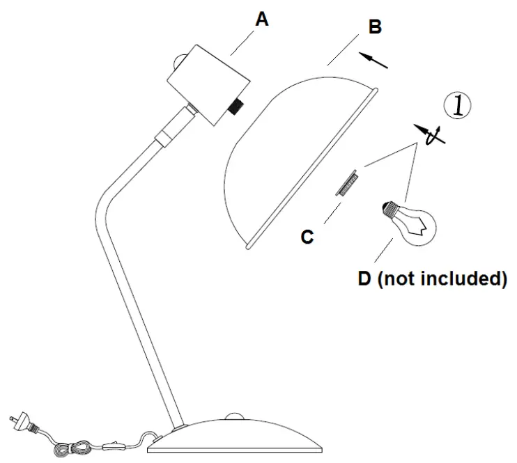 Lucci decor 269230 Jacques 1 Light Table Lamp