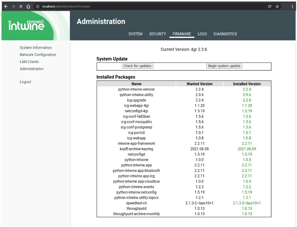 intwine connect ICG-200 Connected Gateway Cellular Edge Controller - Firmware