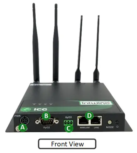intwine connect ICG-200 Connected Gateway Cellular Edge Controller - LEDs, and Power