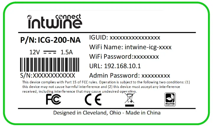 intwine connect ICG-200 Connected Gateway Cellular Edge Controller - bar code1
