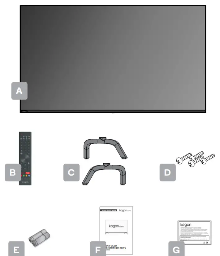 KOGAN QLED 55 SMART HDR -COMPONENTS