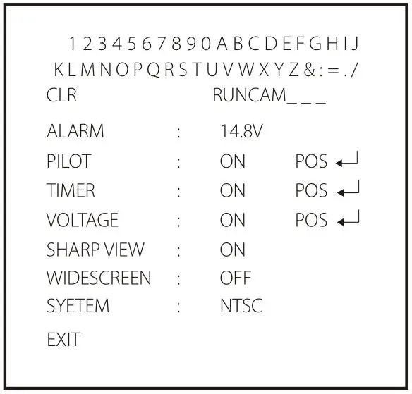 RunCam Racer 3 -  Quick settings 2