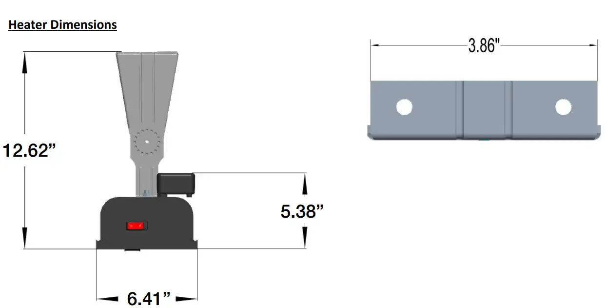 Smart Wave RK Series Carbon Fiber Heaters - Heater Dimensions 2