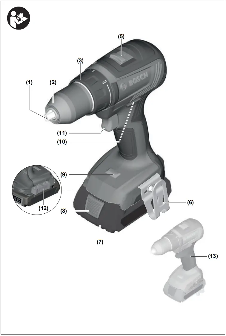 BOSCH 18V-50 Cordless Drill Driver - Fig 1