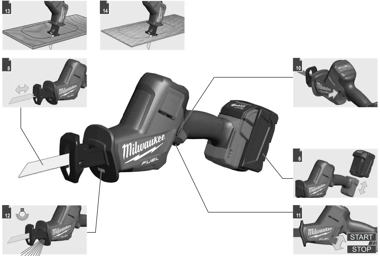 milwaukee M18 FHZ Cordless Reciprocating Saw - fig