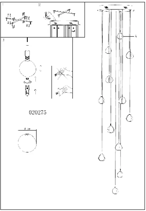 Lucci decor 020275 Venezia 12 Light Round Halogen Pendant-2