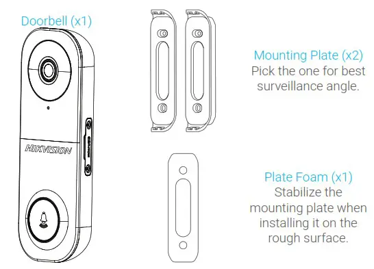 HIKVISION DS HD2 QSG 1080p HD Outdoor Wi-Fi Smart Doorbell - Box Contents