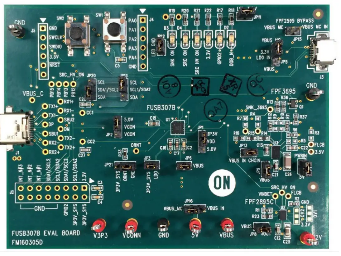 onsemi FUSB307BGEVB Type-C Port Controller IC Evaluation Board