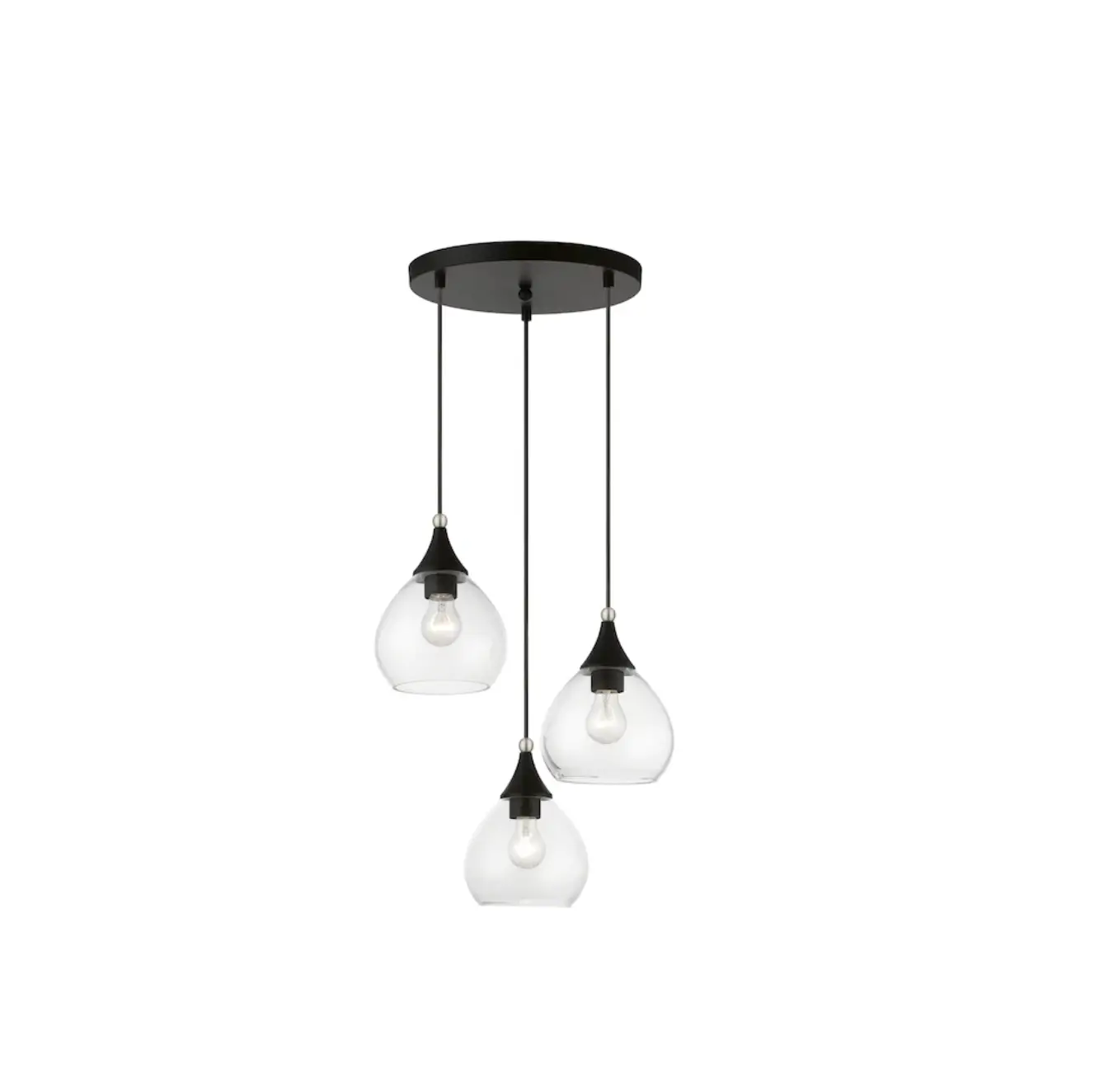 Livex Lighting 46503 Catania 3-light Black With Brushed Nickel Accents Transitional Clear Instruction Manual