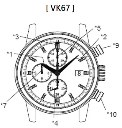 TIME MODULE DISPLAY AND CROWN BUTTON - VK67