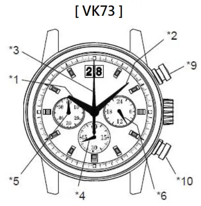TIME MODULE DISPLAY AND CROWN BUTTON - VK73