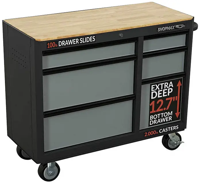 SHOPMAX 964106R5 41 Inch 6 Drawer Mobile Workstation
