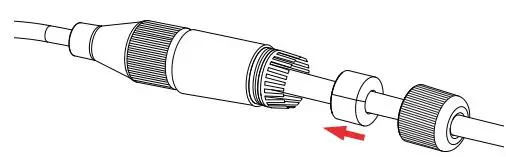 D-Link DCS-8635LH 2K QHD Pan & Zoom Outdoor Wi-Fi Camera Installation Guide - Install the white rubber bushing on the Ethernet cable as shown
