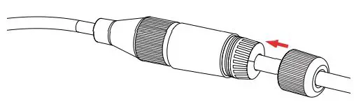 D-Link DCS-8635LH 2K QHD Pan & Zoom Outdoor Wi-Fi Camera Installation Guide - Push the white rubber bushing all the way into the large waterproof connector
