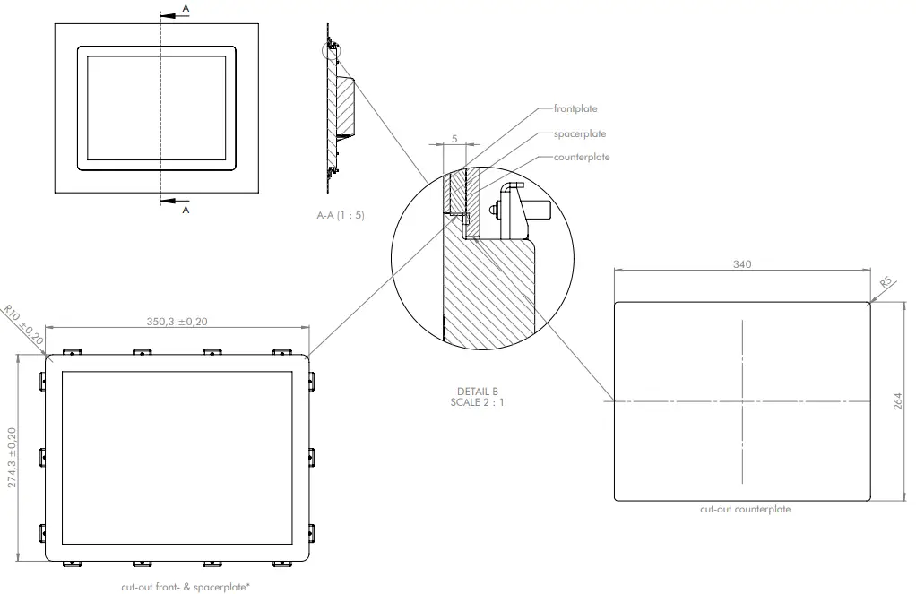 Christ PA10010882 Touch Industrial Open Frame 15 - & spacerplat