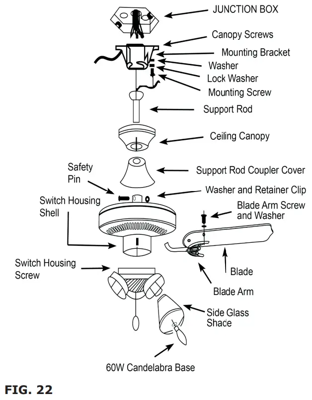 V-TAC VT-6056-4 Decorative Ceiling Fans - FIG. 22