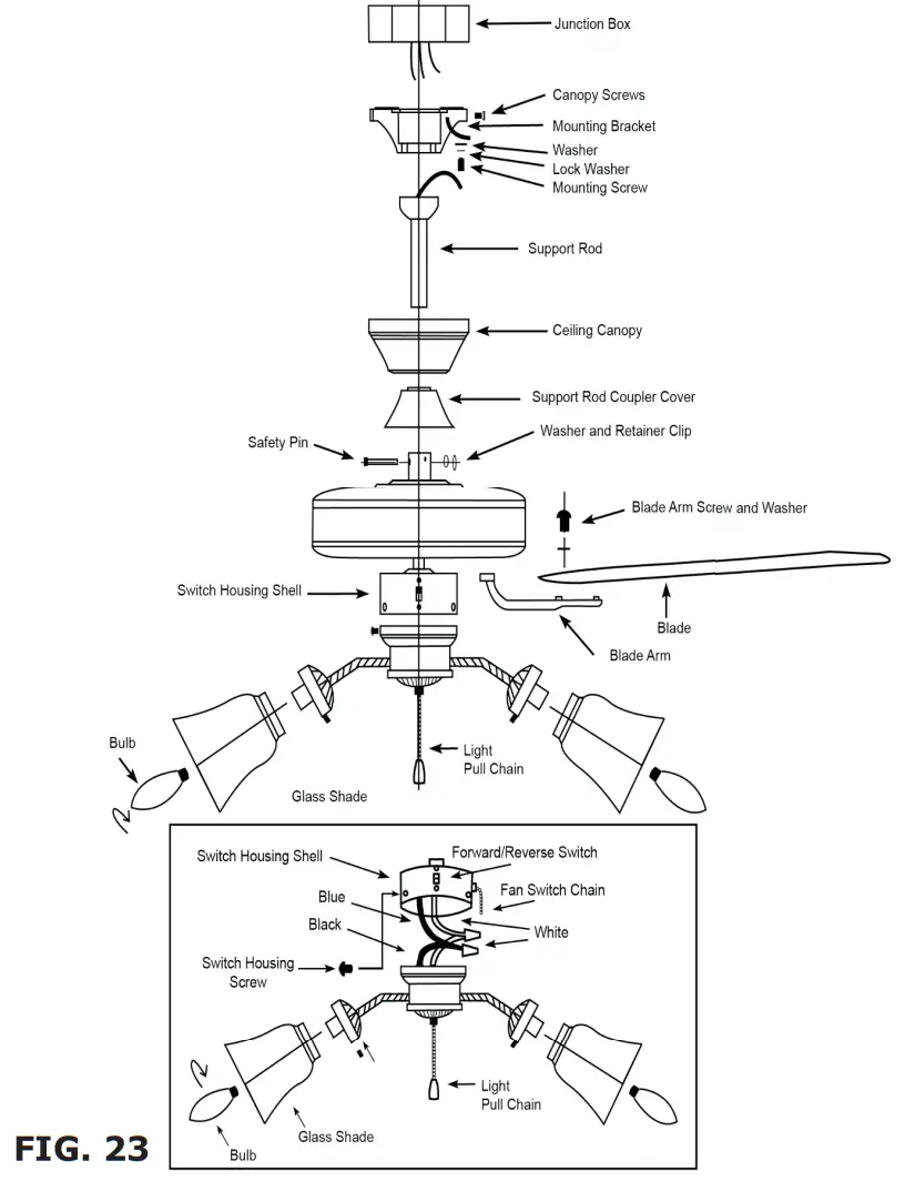 V-TAC VT-6056-4 Decorative Ceiling Fans - FIG. 23
