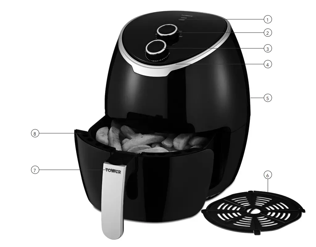 TOWER 4 Litre Manual Air Fryer T17061BLK - FIGURE 1