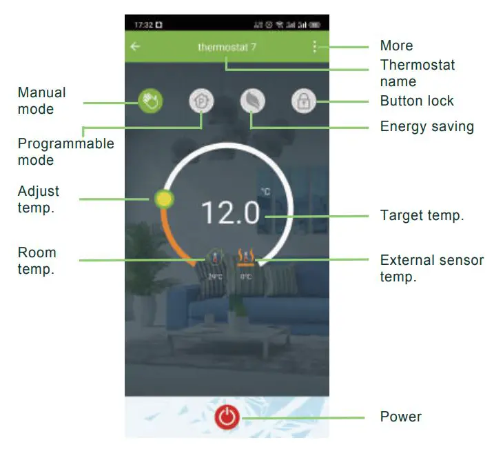 tuya BHT-005 Wifi Heating Thermostat User Manual - APP operation interface description