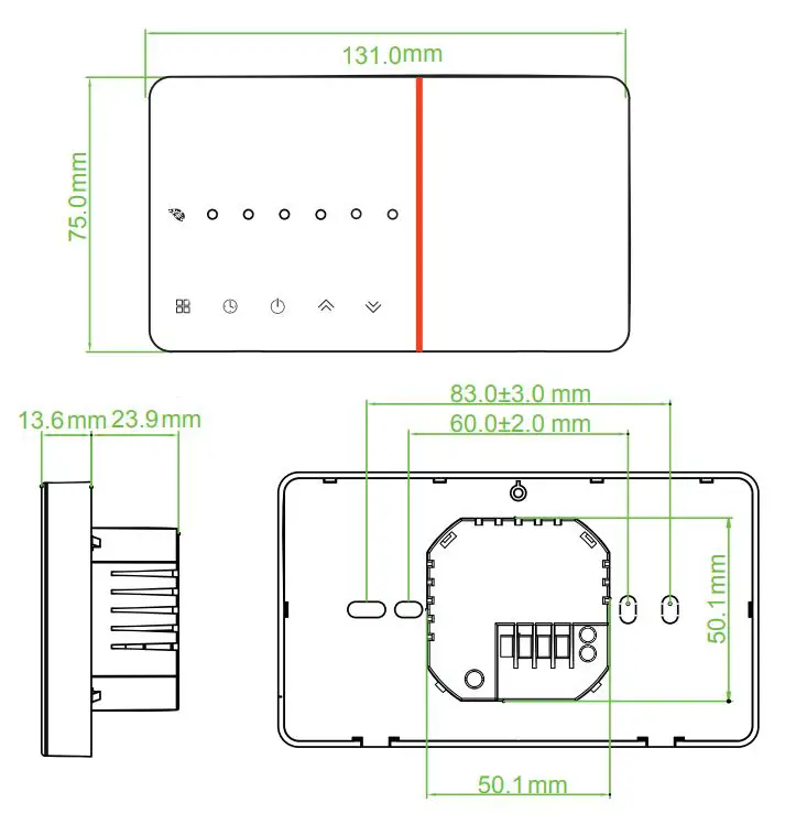 tuya BHT-005 Wifi Heating Thermostat User Manual - Dimension