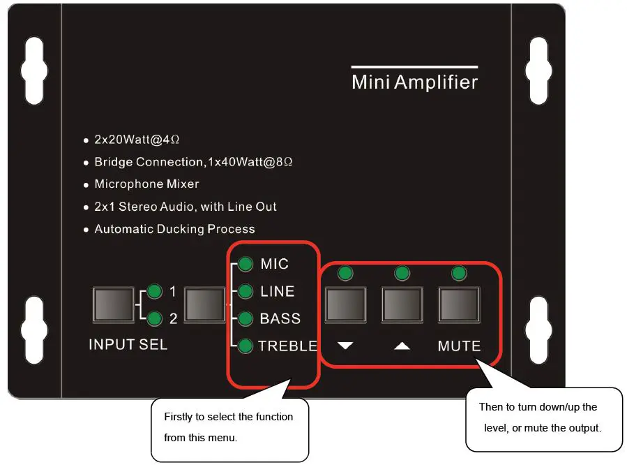 KanexPro AP2DBL Mini Audio Amplifier with Mic Mixer-6