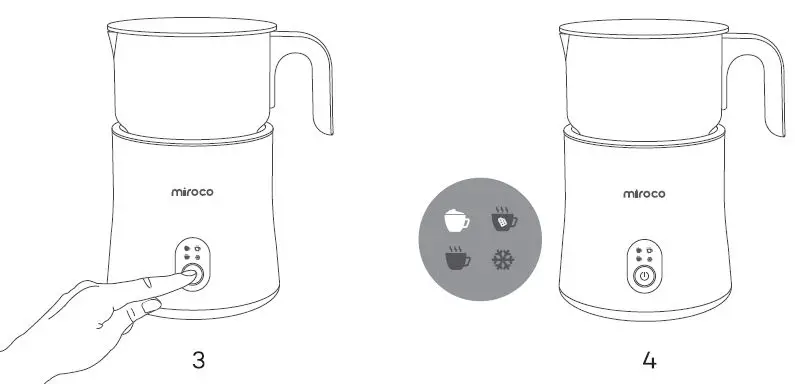 miroco MI-MF005 Milk Frother 4 in 1 Automatic Stainless Steel Milk Steamer fig-6