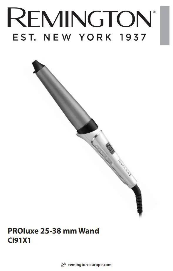 REMINGTON CI91X1 PROluxe 25-38mm Wand Instruction Manual