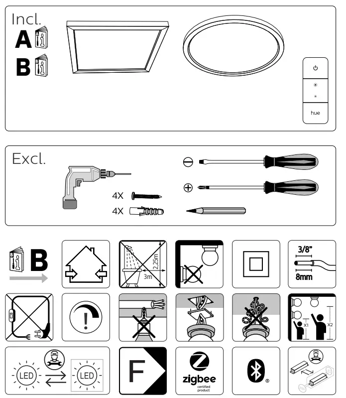 PHILIPS 33939 Hue LED Panel Light Aurelle - fig 1