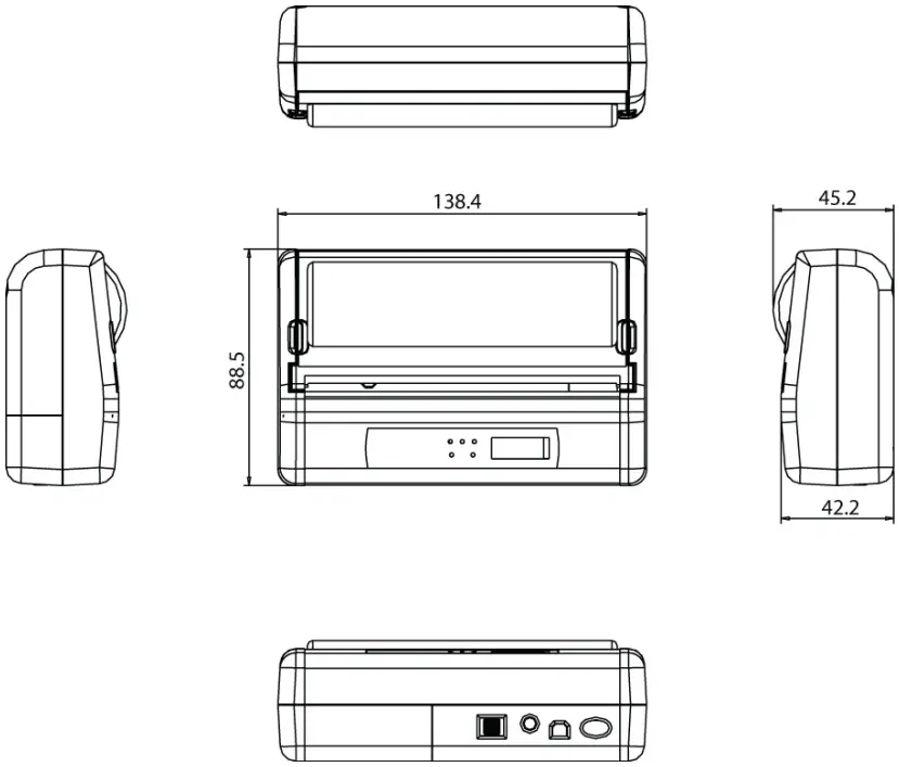 Woosim Systems WSP W40 4 Inch Mobile Printer - Dimensions