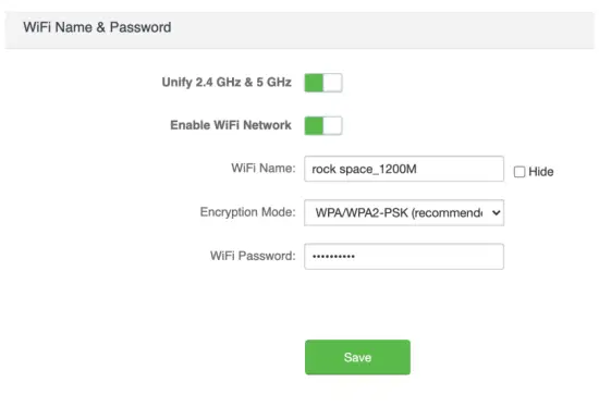 rock space AX1800 Dual-Band Wi-Fi Router - dual band setting