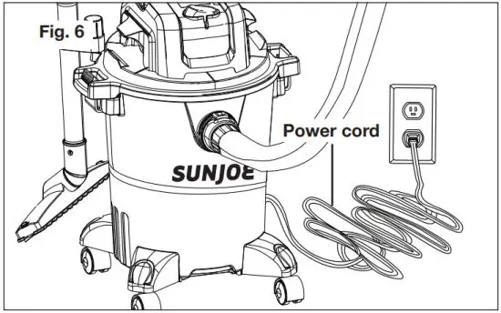 SUNJOE SWD5000 Dry Vacuum - Operation