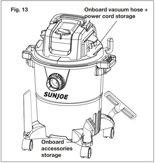 SUNJOE SWD5000 Dry Vacuum - Storage