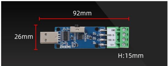 Hitdo HD811 Industrial Grade USB to RS485 or TTL converter - Product Size