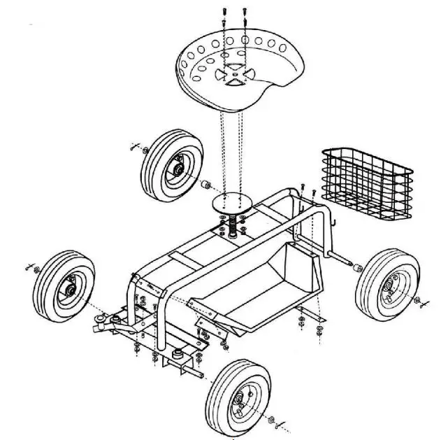 COSTWAY Garden Cart Rolling Work Seat - Assembly