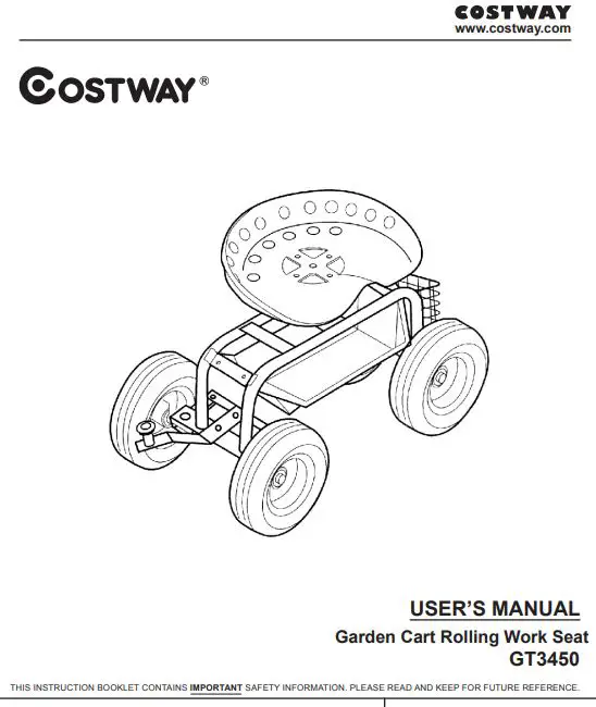 COSTWAY Garden Cart Rolling Work Seat