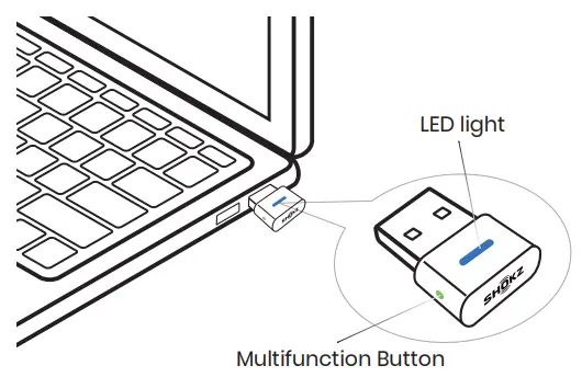 SHOKZ CL111A Loop110 USB A USB C Bluetooth Adapter- Multifunction Button