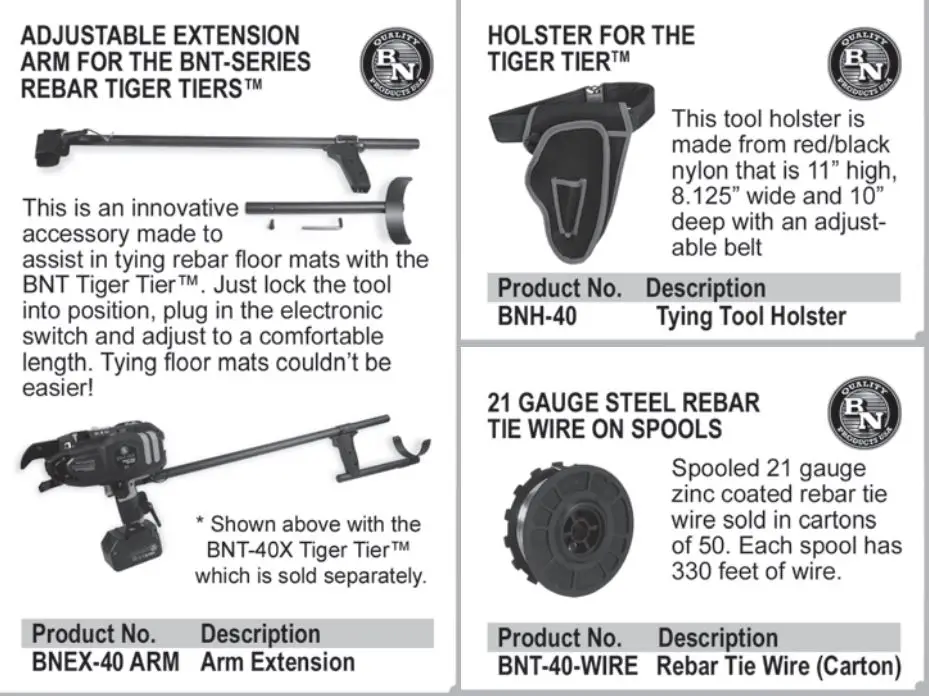 BNT-25X Battery Powered Rebar Tying Gun Instruction Manual - BNT Series Accessories & Supplies