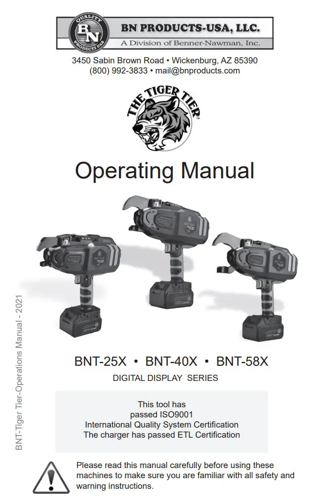 BNT-25X Battery Powered Rebar Tying Gun Instruction Manual