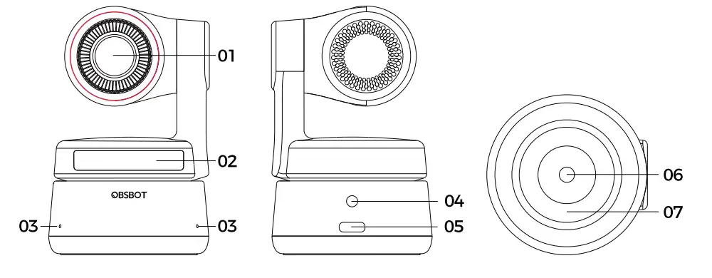 OBSBOT Tiny 4K AI Powered PTZ 4K Webcam - Parts Info.