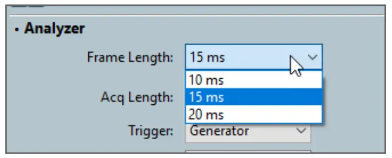 APx500 Software - drop-down pick list 1