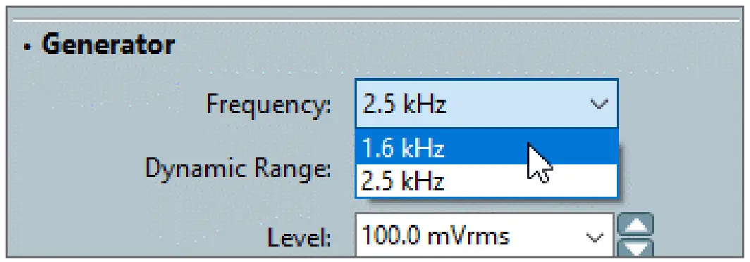 APx500 Software - drop-down pick list