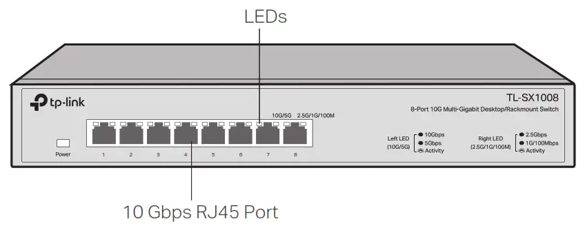 tp-link TL-SX1008 8 Port 10G Multi Gigabit Desktop Rackmount Switch