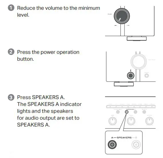 marantz Integrated Amplifier - Turn on the power and then set the speakers for audio